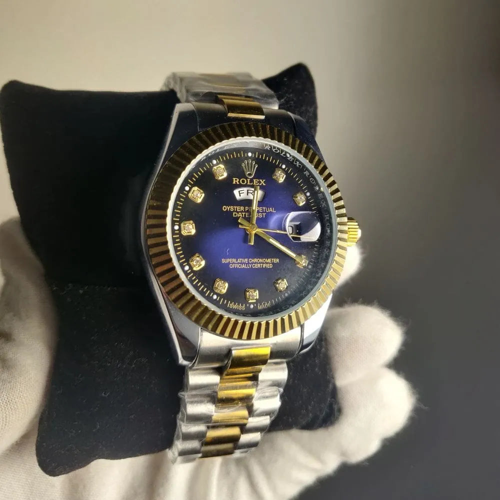 Rolex oyster perpetual in oyster steel (blue dial)