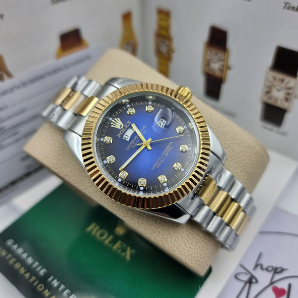 Rolex oyster perpetual in oyster steel (blue dial)