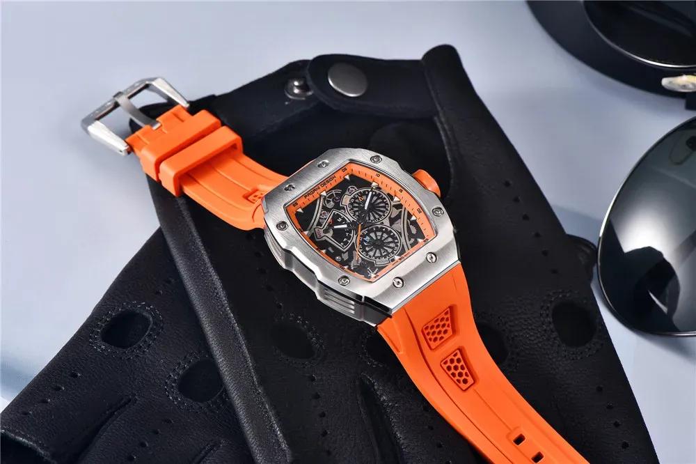 TSAR BOMBA men's luxury automatic mechanical watch with selicon strap