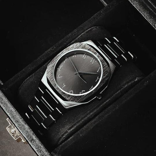Black Arabic aura watch stainless steel