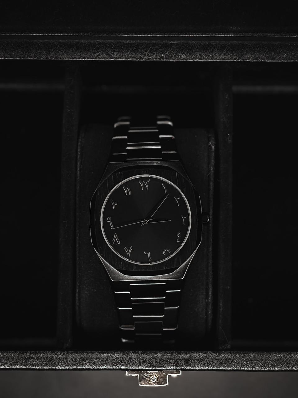 Black Arabic aura watch stainless steel